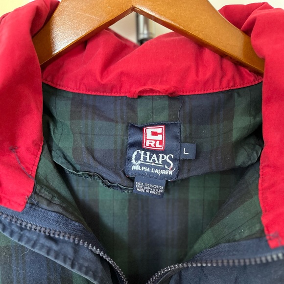 Chaps Ralph Lauren - Green/Blue Plaid Pullover ¼ Zip Large - Picture 5 of 8